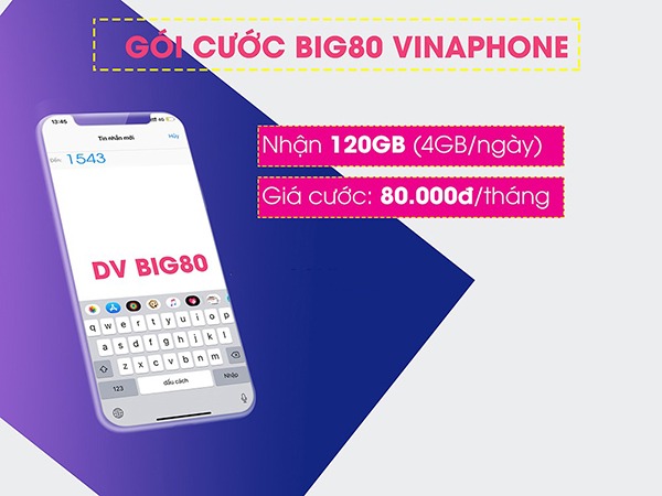 Hướng dẫn cách đăng ký gói cước BIG80 Vinaphone ưu đãi data khủng