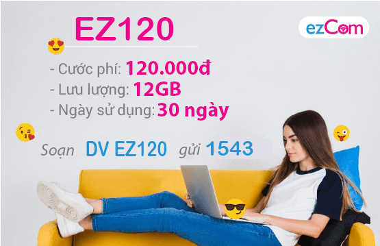 Đăng ký gói cước EZ120 Vinaphone miễn phí 12GB data trọn gói cả tháng 