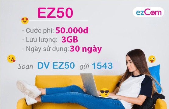 Đăng ký gói cước EZ50 Vinaphone ưu đãi 3GB data chỉ với 50k/tháng