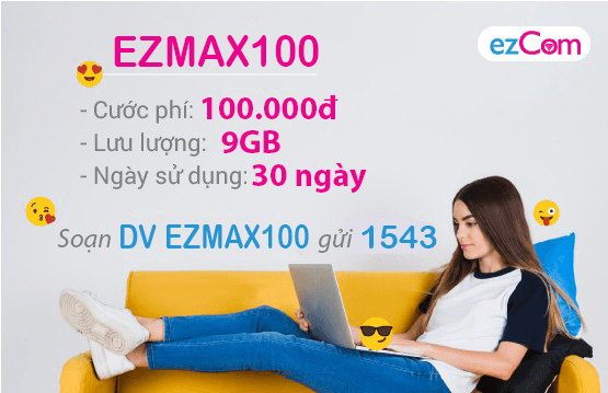 Đăng ký gói cước EZMAX100 Vinaphone miễn phí 9GB data giá chỉ 100K