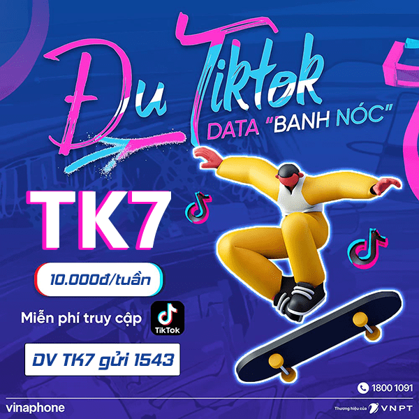 Cách đăng ký gói cước TK7 Vinaphone miễn phí truy cập Tiktok cả tuần