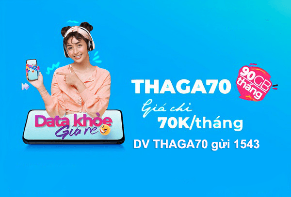Đăng ký gói THAGA70 Vinaphone miễn phí 90GB data dùng thả ga 30 ngày