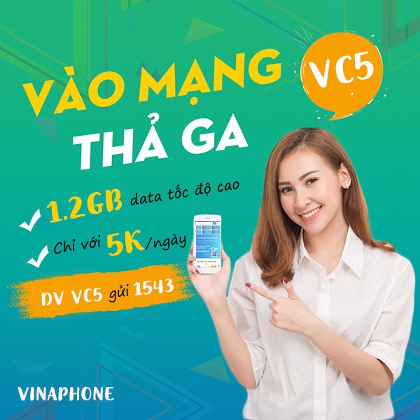 Đăng ký gói cước VC5 Vinaphone miễn phí data dùng 24 giờ