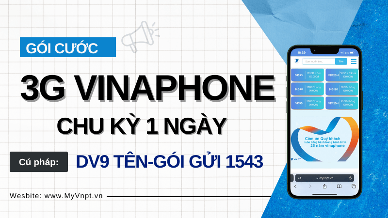 Đăng ký gói cước 3G Vinaphone 1 ngày nhận data khủng dùng 24h