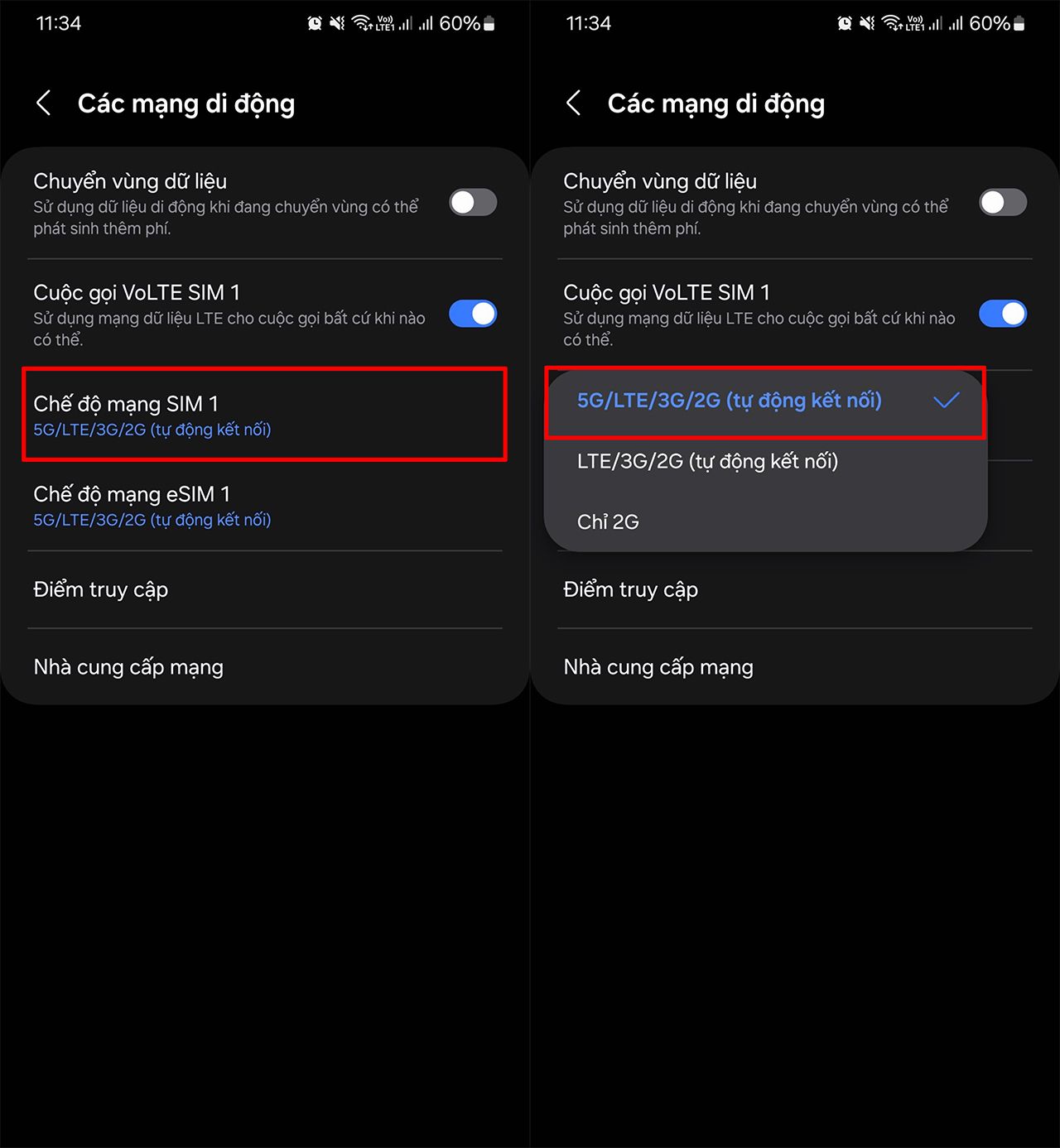 Kích hoạt 5G trên Android