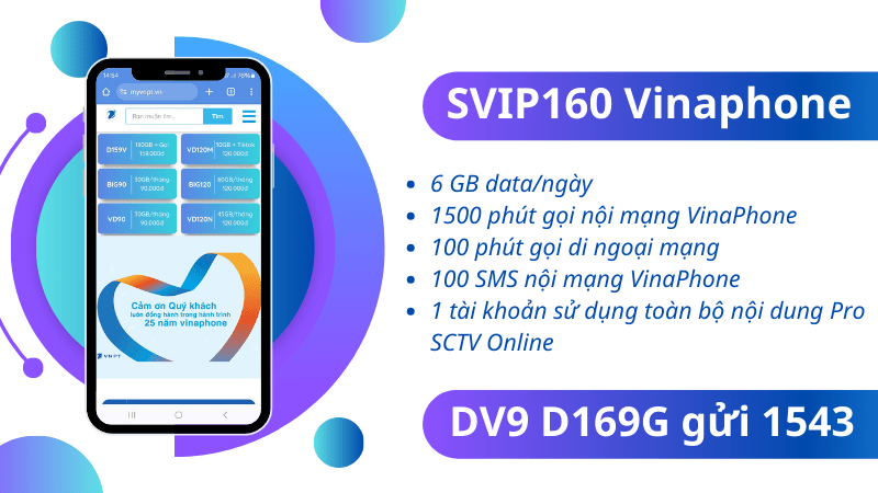 Gói cước SVIP160 Vinaphone chỉ 160k có ngay data khủng, gọi thoại và nhiều tiện ích